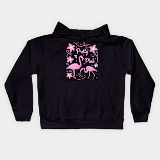 Pink Flamingos with Tropical Flower Decorations Kids Hoodie